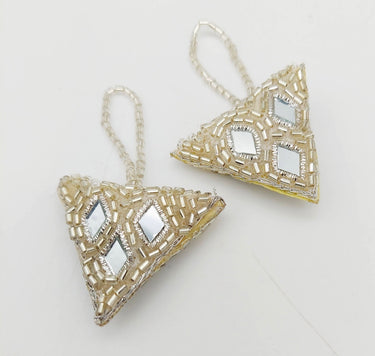 Light Gold Beaded Mirror Tassels Latkan, Bridal Tassels, Decorative Tassels